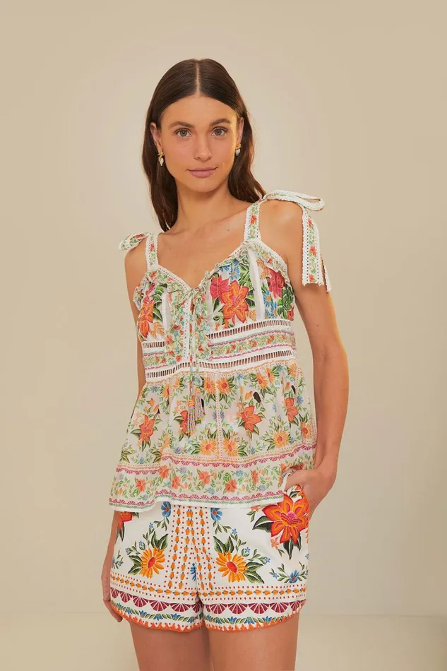 Women Bloom Garden EuroflaxPremium Linen Shorts Bloom Garden Offwhite FARM Rio Shorts