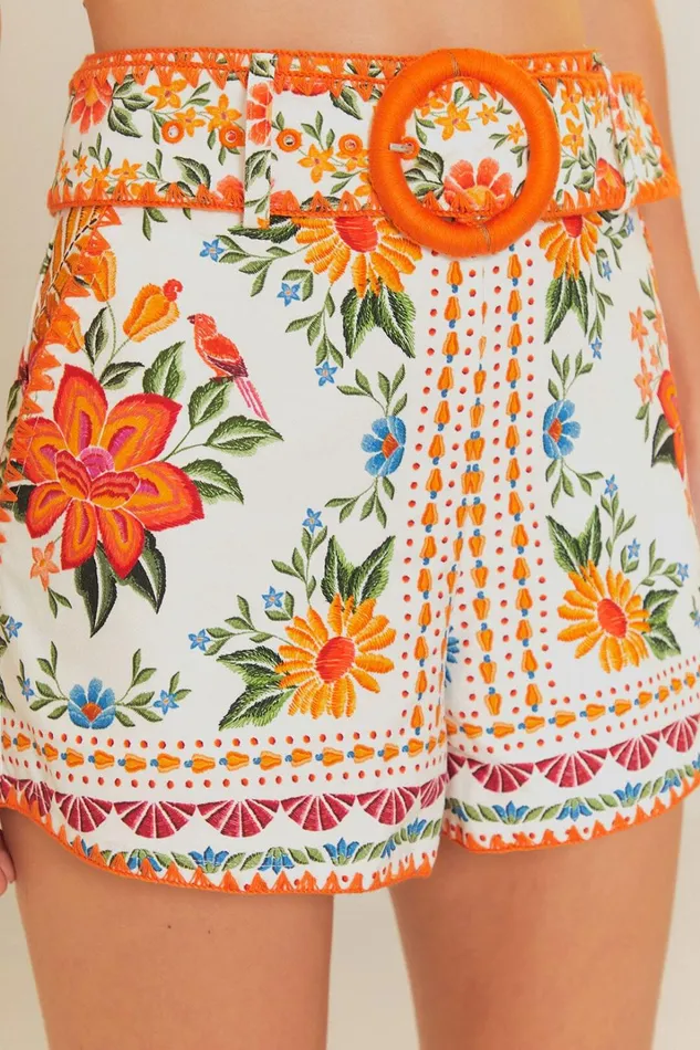 Women Bloom Garden EuroflaxPremium Linen Shorts Bloom Garden Offwhite FARM Rio Shorts