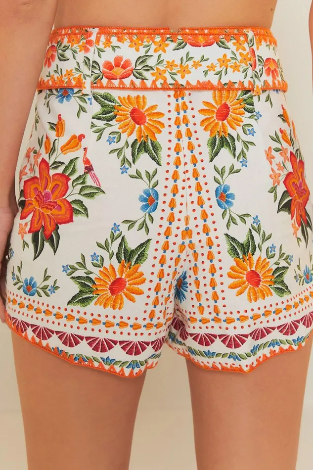 Women Bloom Garden EuroflaxPremium Linen Shorts Bloom Garden Offwhite FARM Rio Shorts