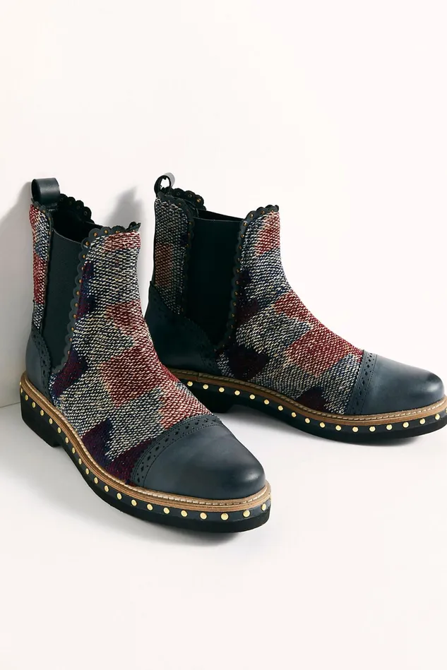 Women Boots Free People Textile Atlas Chelsea Boot Blue Kilim