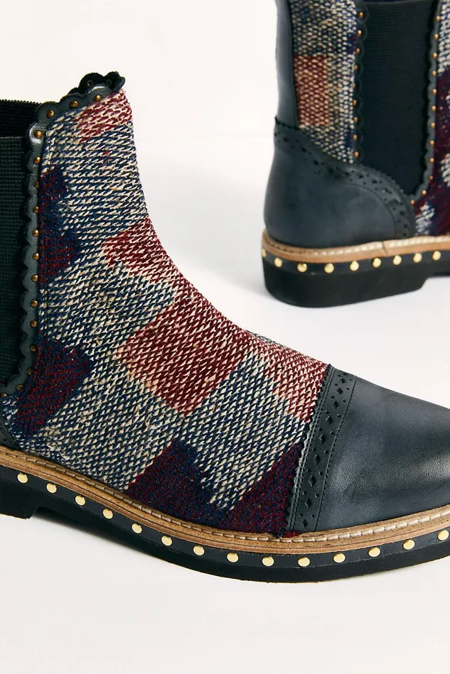 Women Boots Free People Textile Atlas Chelsea Boot Blue Kilim