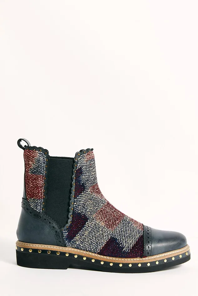 Women Boots Free People Textile Atlas Chelsea Boot Blue Kilim