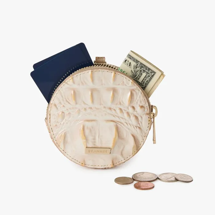 Women Brahmin Clip Ons and Keychains Circle Coin Purse Black Regal Mini Melbourne