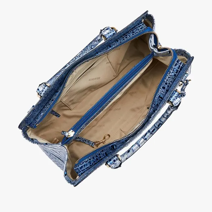 Women Brahmin Satchels Small Finley Coastal Blue Melbourne