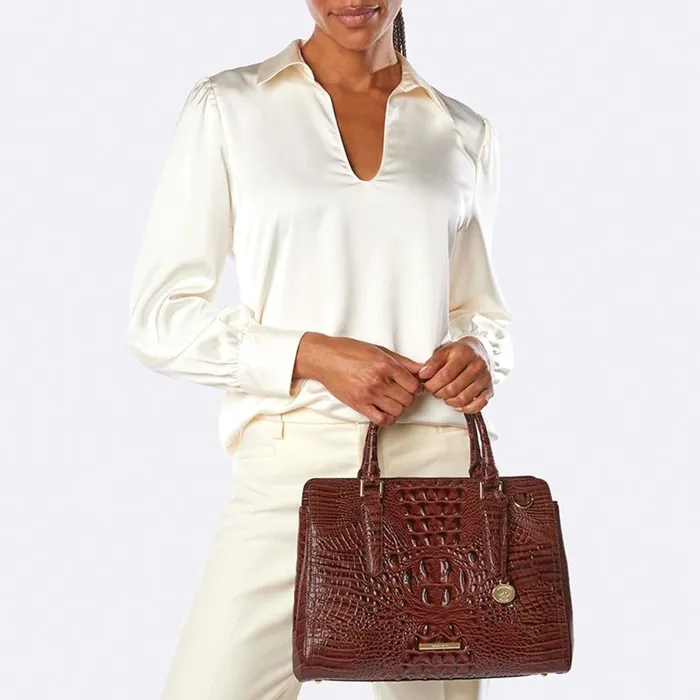 Women Brahmin Satchels Small Finley Coastal Blue Melbourne