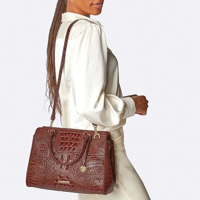 Women Brahmin Satchels Small Finley Coastal Blue Melbourne