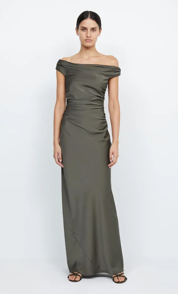 Women Bridesmaids Bec Bridge ETERNITY OFF SHOULDER MAXI Dark Willow