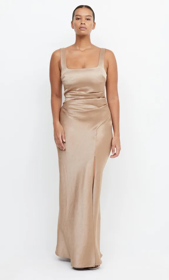 Women Bridesmaids Bec Bridge THE DREAMER SQUARE NECK DRESS Golden