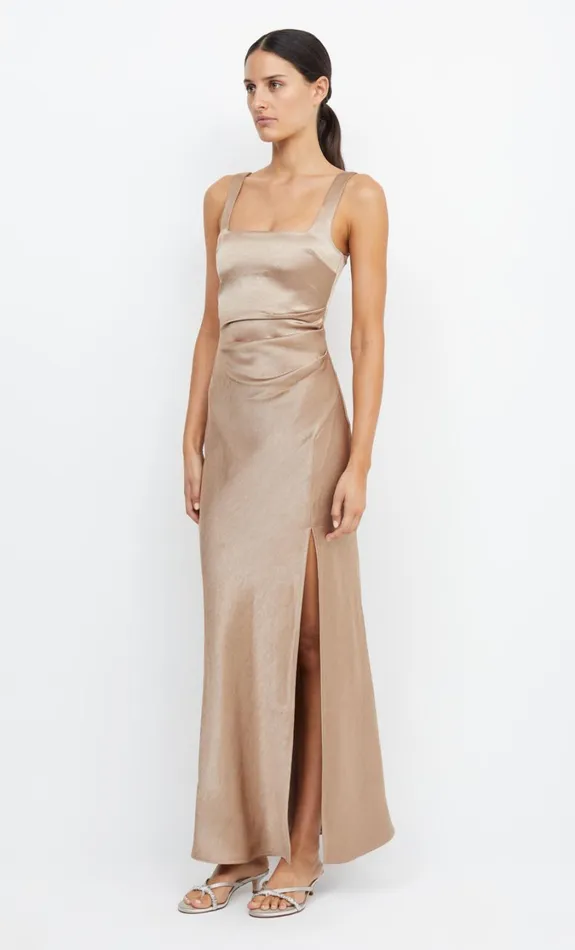 Women Bridesmaids Bec Bridge THE DREAMER SQUARE NECK DRESS Golden