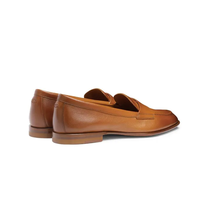 Women Brown Leather Penny Loafer Santoni Loafers