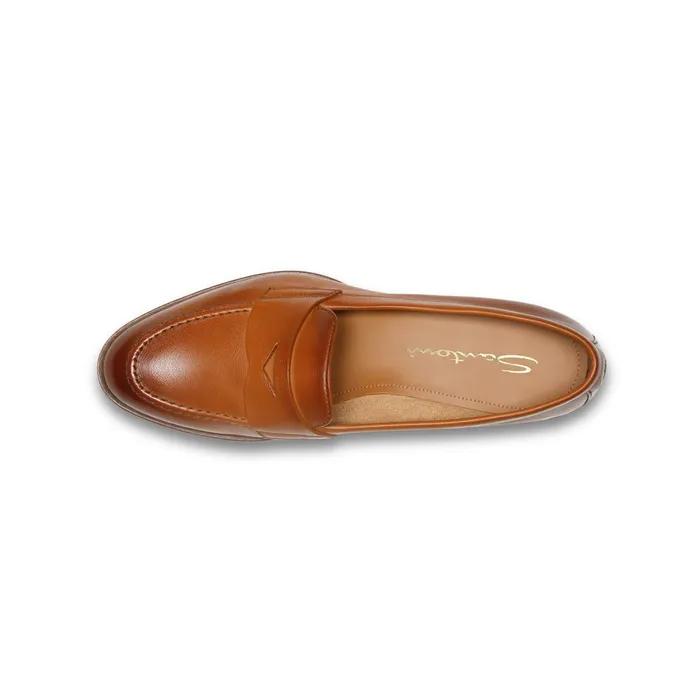Women Brown Leather Penny Loafer Santoni Loafers