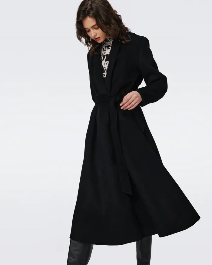 Women Bubba Coat Black DVF Jackets and Coats