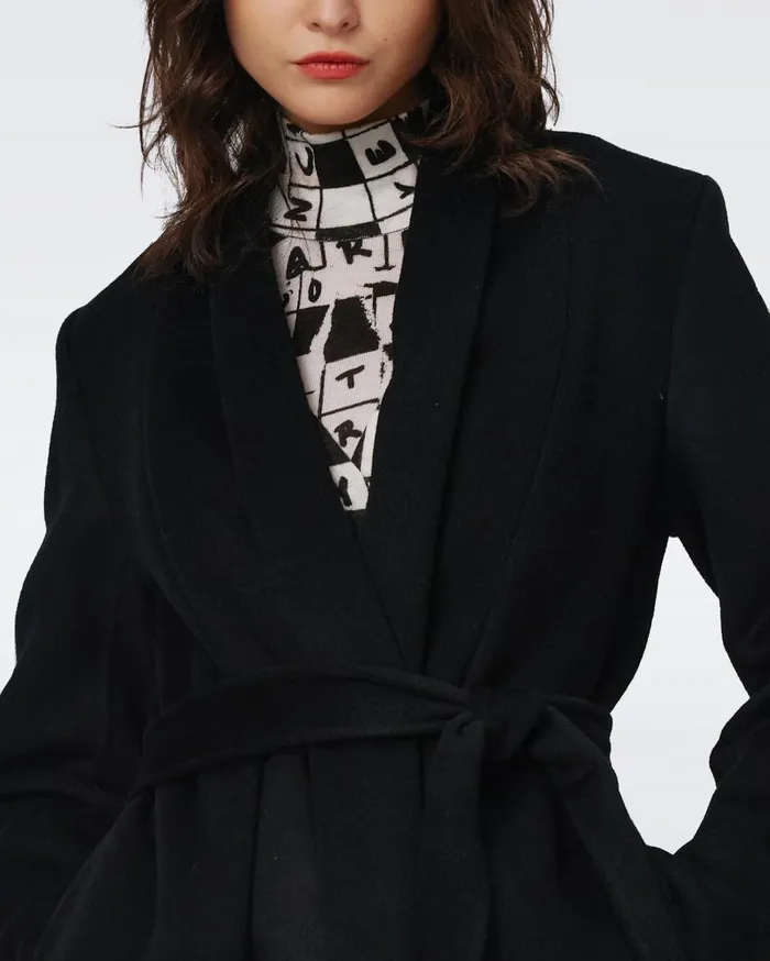 Women Bubba Coat Black DVF Jackets and Coats