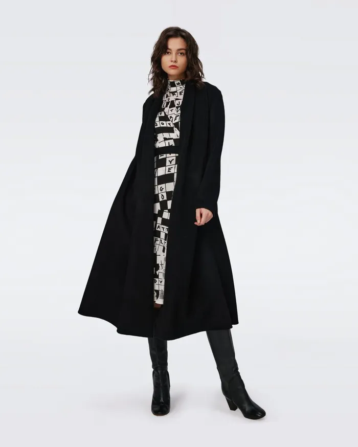 Women Bubba Coat Black DVF Jackets and Coats