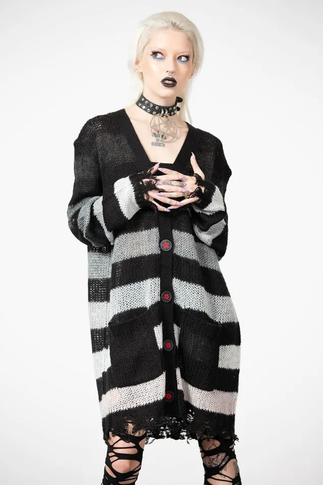 Women Cardigans Killstar Stripe Of Evil Cardigan
