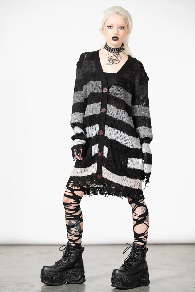 Women Cardigans Killstar Stripe Of Evil Cardigan