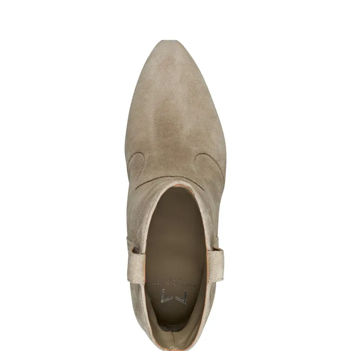 Women Carissa Heeled Western Bootie Natural Suede Marc Fisher Booties