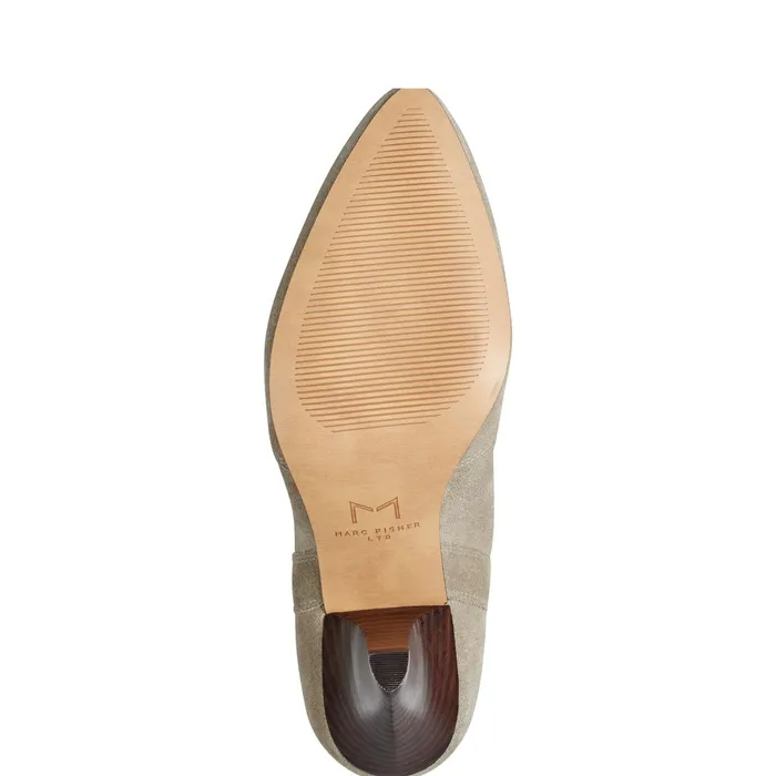 Women Carissa Heeled Western Bootie Natural Suede Marc Fisher Booties