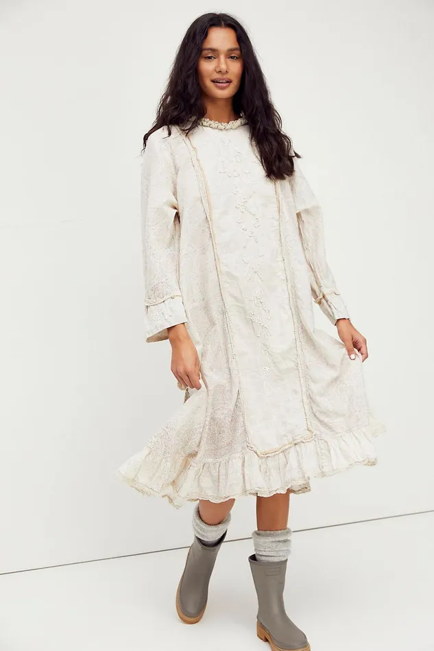 Women Casual Dresses Free People Print Queen Nellie Dress Ivory Combo