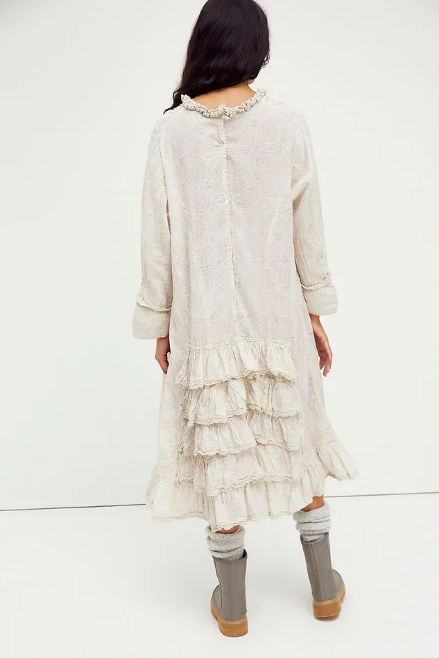 Women Casual Dresses Free People Print Queen Nellie Dress Ivory Combo
