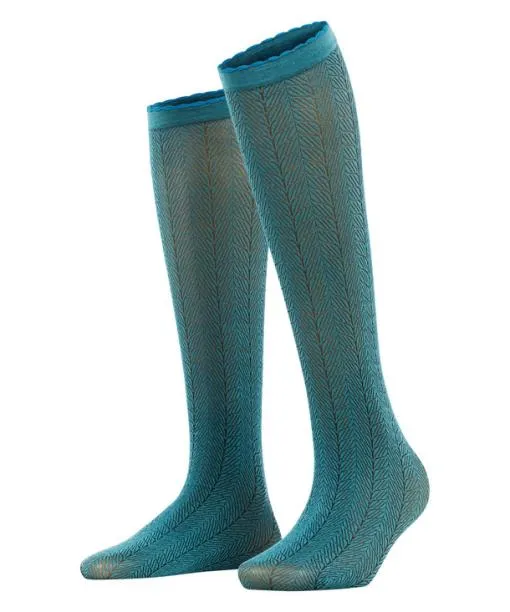 Women Chlorophyll 60 DEN Women Kneehigh Socks Peacock FALKE Fullyfashioned Stockings