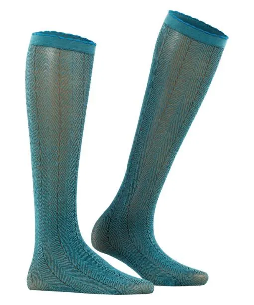 Women Chlorophyll 60 DEN Women Kneehigh Socks Peacock FALKE Fullyfashioned Stockings