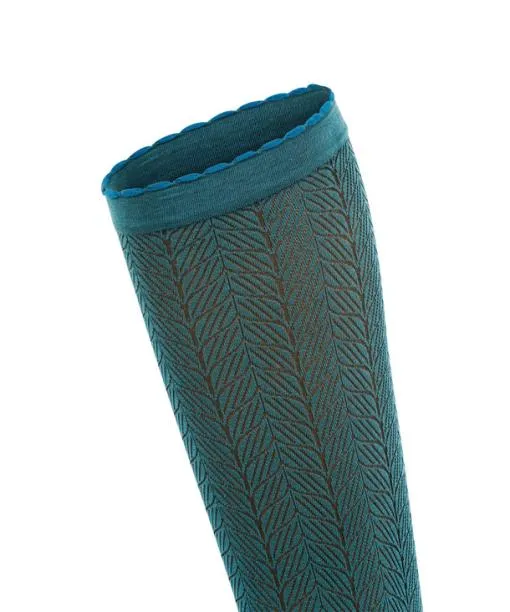 Women Chlorophyll 60 DEN Women Kneehigh Socks Peacock FALKE Fullyfashioned Stockings