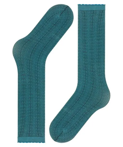 Women Chlorophyll 60 DEN Women Kneehigh Socks Peacock FALKE Fullyfashioned Stockings