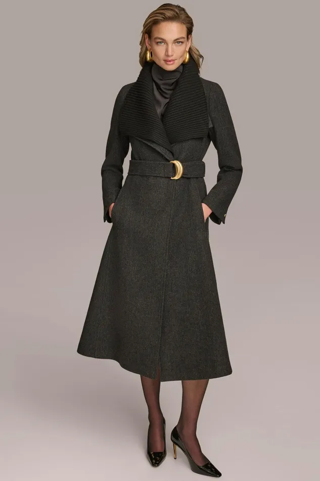 Women Coats And Jackets Donna Karan WOOL COAT Black