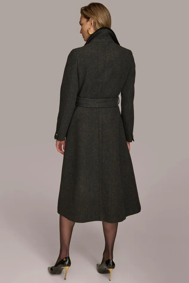 Women Coats And Jackets Donna Karan WOOL COAT Black