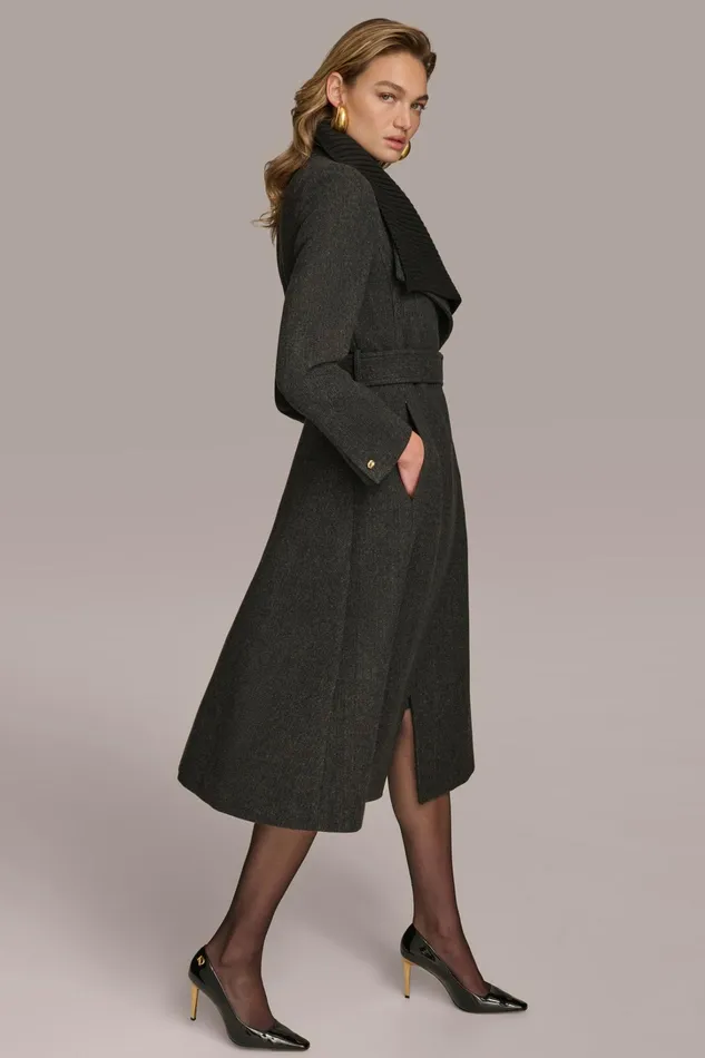 Women Coats And Jackets Donna Karan WOOL COAT Black
