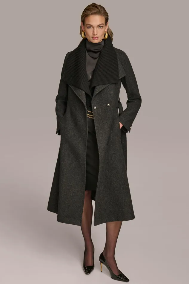 Women Coats And Jackets Donna Karan WOOL COAT Black