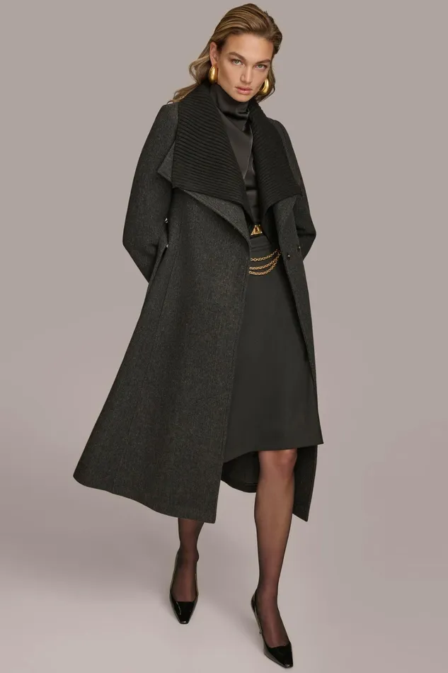 Women Coats And Jackets Donna Karan WOOL COAT Black