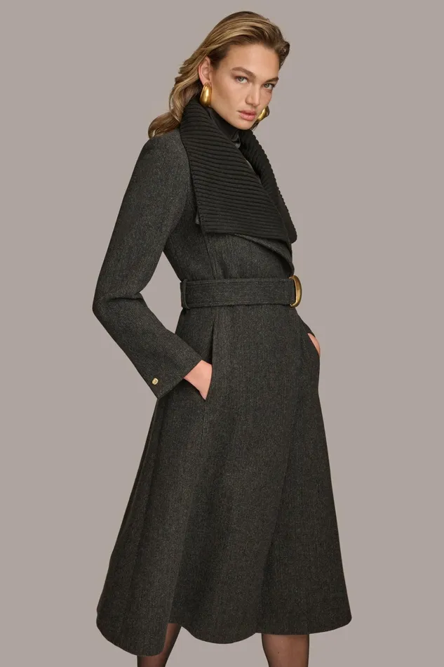 Women Coats And Jackets Donna Karan WOOL COAT Black