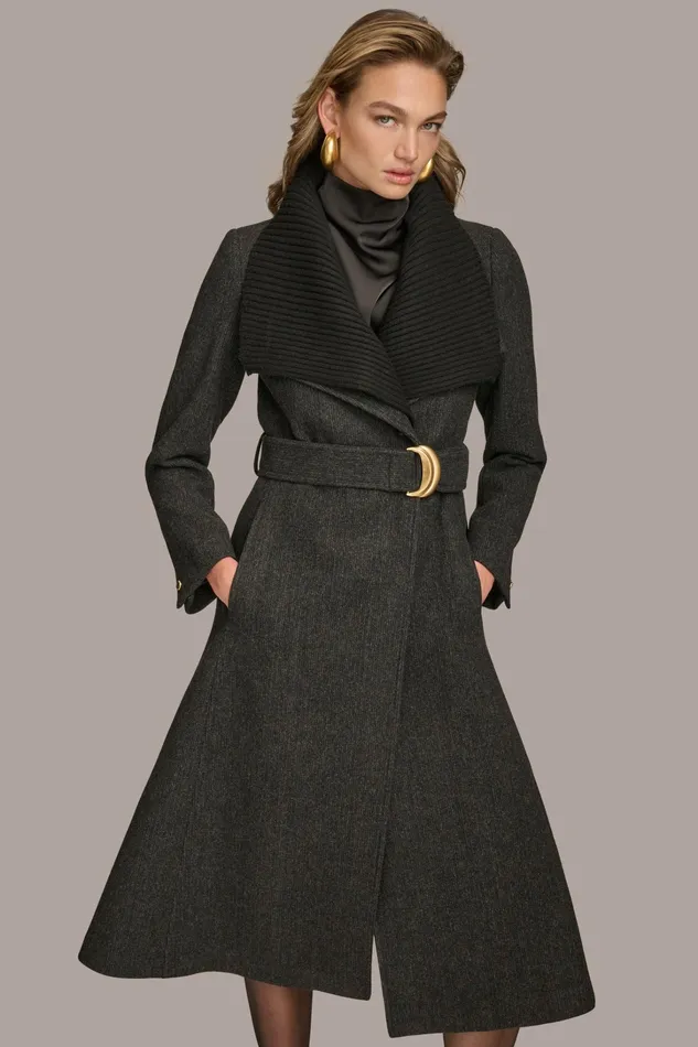 Women Coats And Jackets Donna Karan WOOL COAT Black