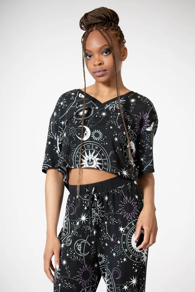 Women Crop Killstar Moonlight V Neck Crop Top