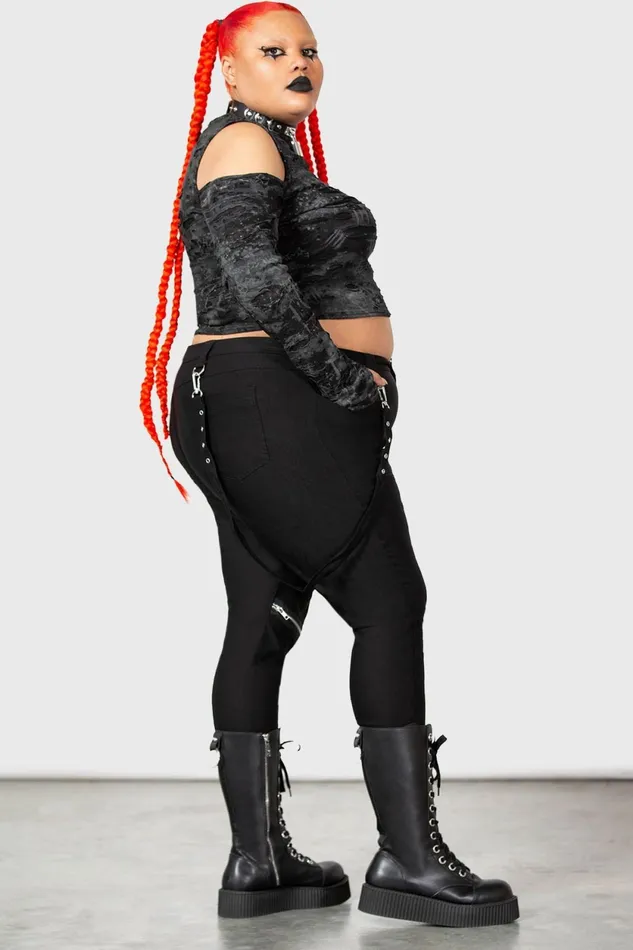 Women Crop Killstar Punkster Cold Shoulder Top