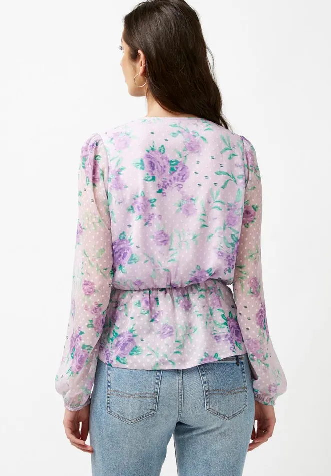 Women Cross Front Davis Blouse Purple Floral Buffalo David Bitton Blouses