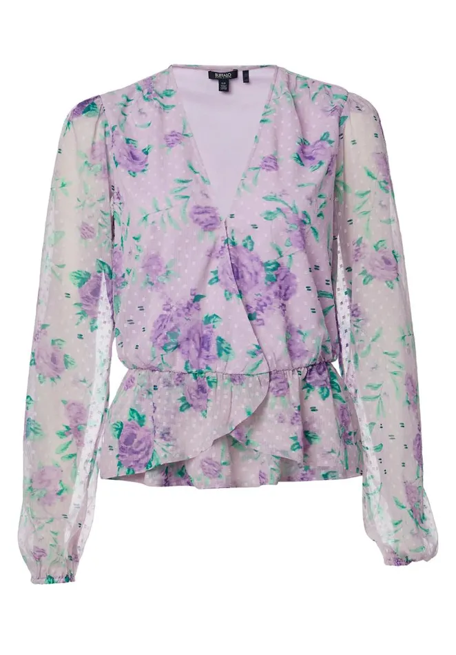 Women Cross Front Davis Blouse Purple Floral Buffalo David Bitton Blouses