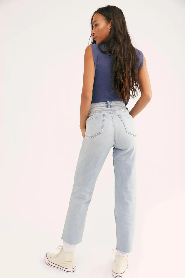 Women CRVY Jeans Free People CRVY HighRise Vintage Straight Jeans Stone Beach