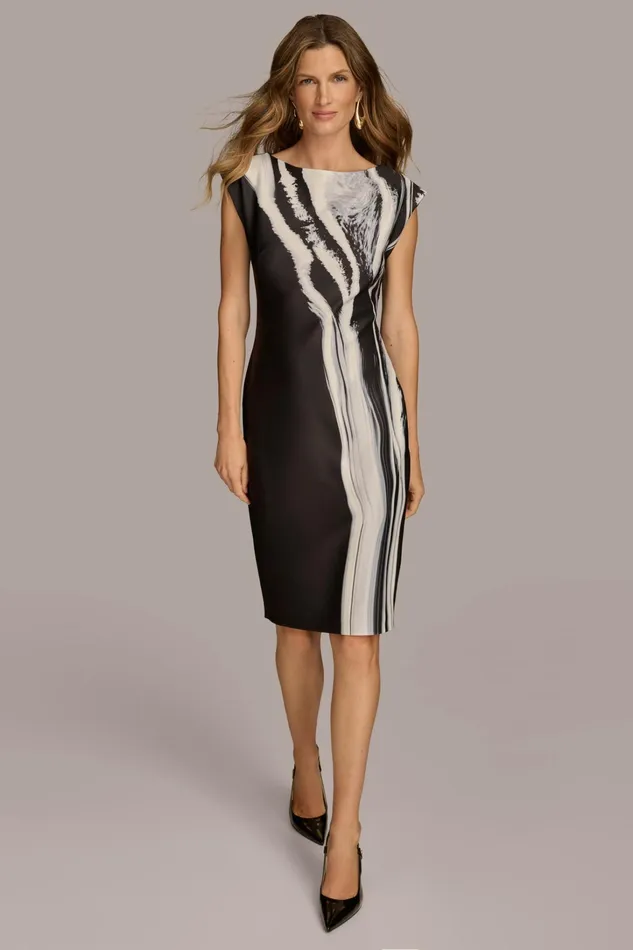 Women Dresses And Jumpsuits Donna Karan ABSTRACT SHEATH MIDI DRESS Black