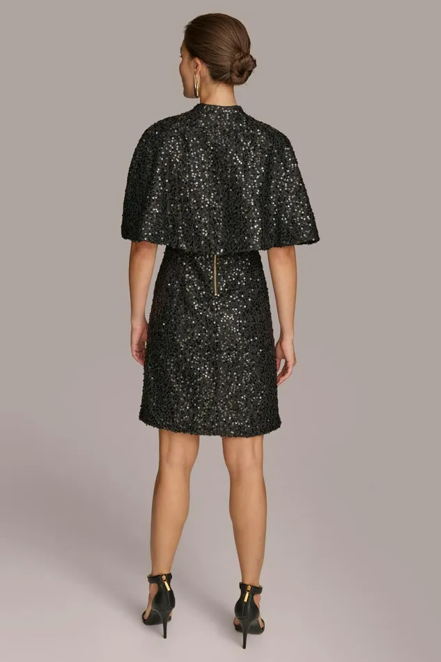 Women Dresses And Jumpsuits Donna Karan TWO PIECE SEQUIN DRESS AND SHRUG Black