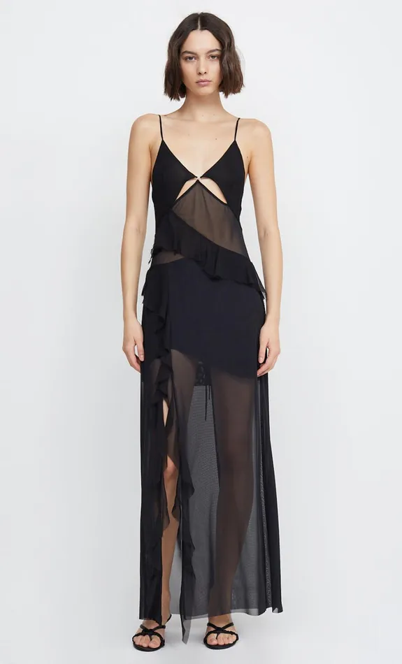 Women Dresses Bec Bridge AURELIE STRAP FRILL MAXI DRESS Black