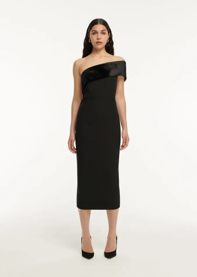 Women Dresses Roland Mouret Asymmetric Panelled Stretch Cady Midi Dress