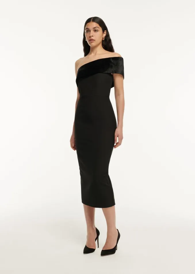 Women Dresses Roland Mouret Asymmetric Panelled Stretch Cady Midi Dress