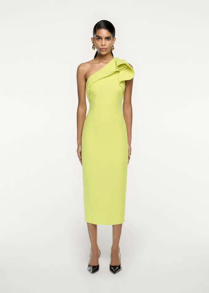 Women Dresses Roland Mouret Asymmetric Silk Wool Midi Dress