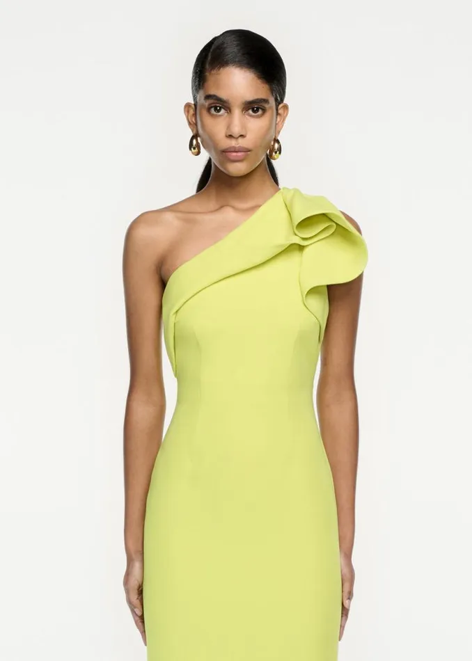 Women Dresses Roland Mouret Asymmetric Silk Wool Midi Dress