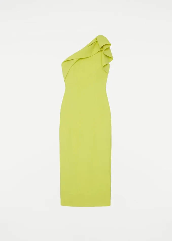 Women Dresses Roland Mouret Asymmetric Silk Wool Midi Dress