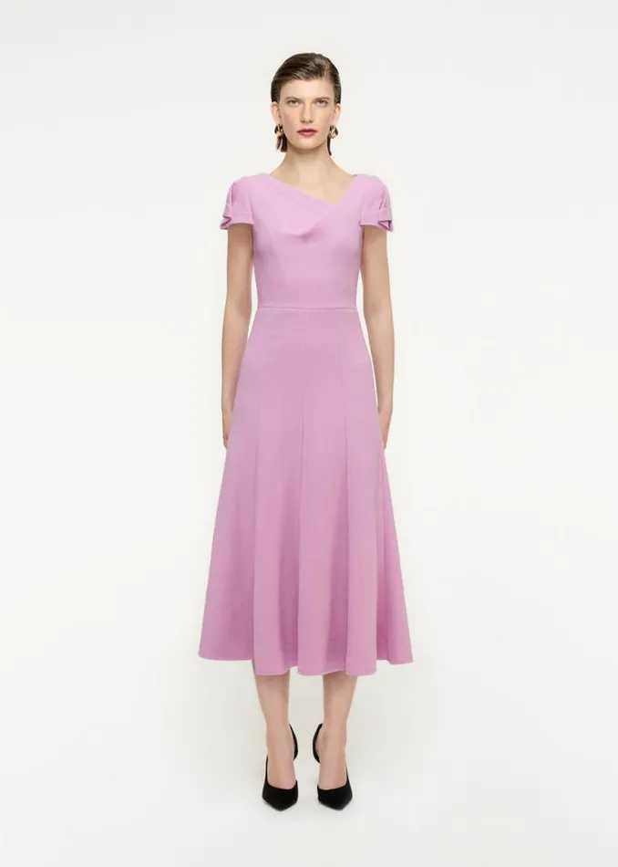 Women Dresses Roland Mouret Cap Sleeve Wool Crepe Midi Dress