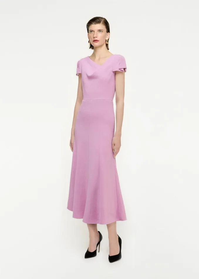 Women Dresses Roland Mouret Cap Sleeve Wool Crepe Midi Dress